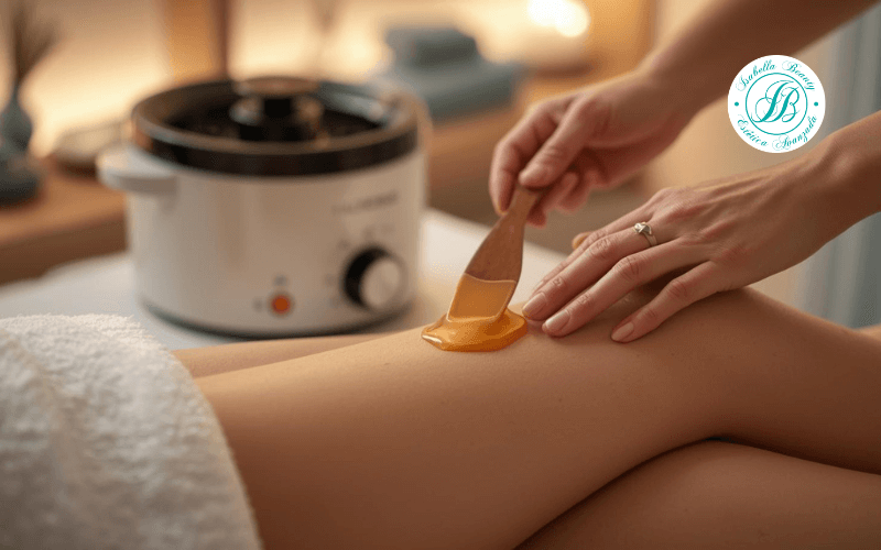 sesion profesional depilacion con cera caliente en salon belleza